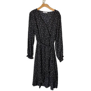 Carly Jean CJLA Black & White Floral Belted Midi Dress Size Large